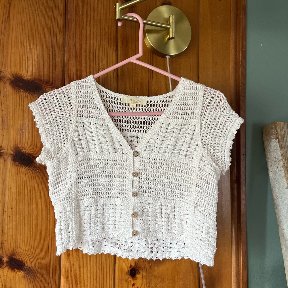Rebellion Again Crotchet Crop Top- Size XS
